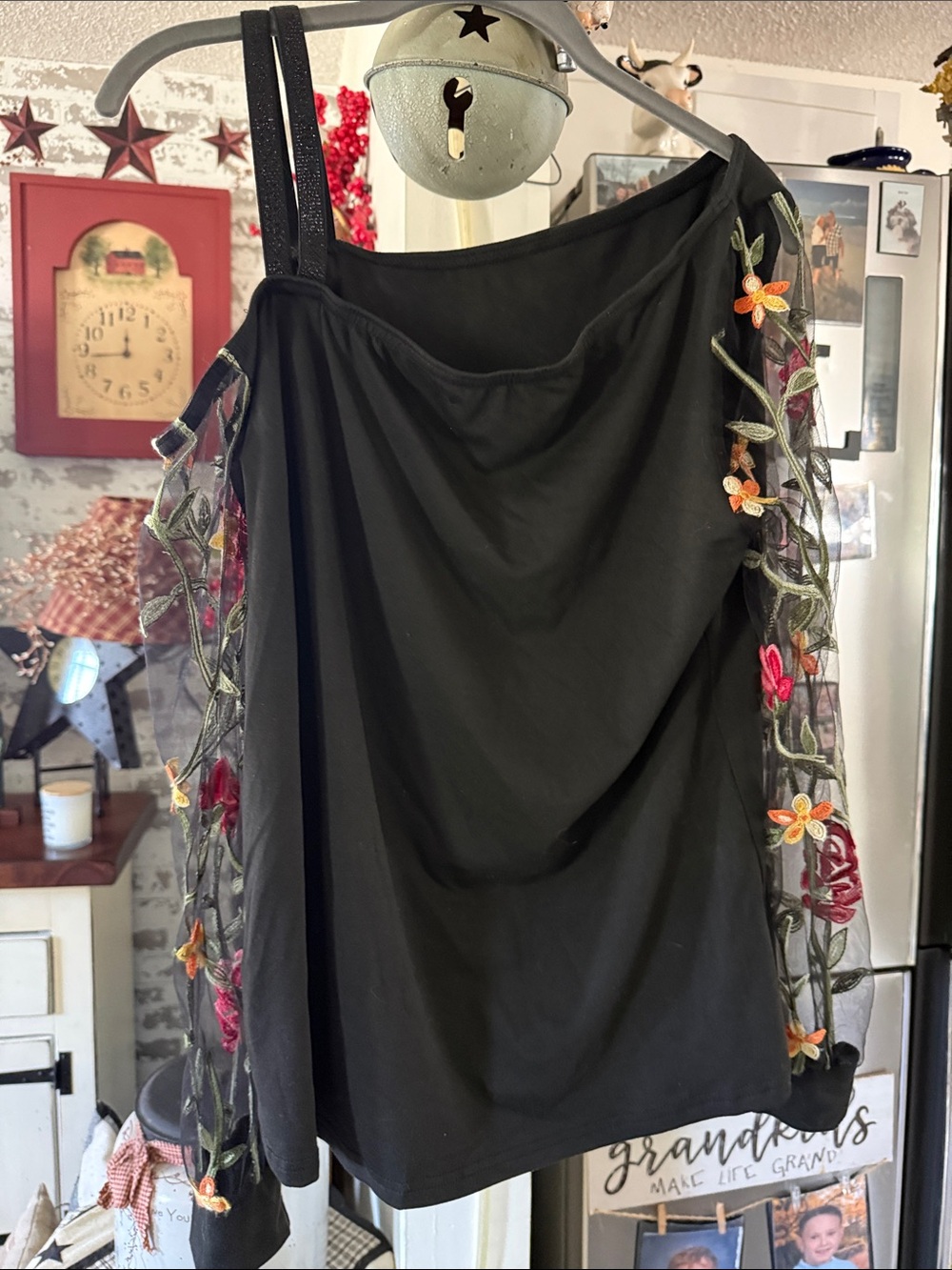Black Floral-Embroidered Women's Skirt